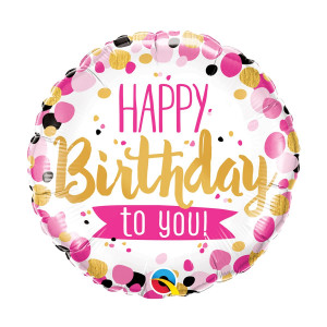 Apvalus folijos balionas Happy Birthday to You
