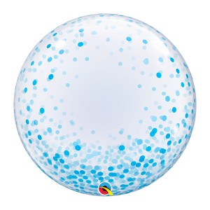 Bubble balionas Žydras konfeti
