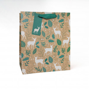 Kalėdinis dovanų maišelis vidutinis - kraftinis